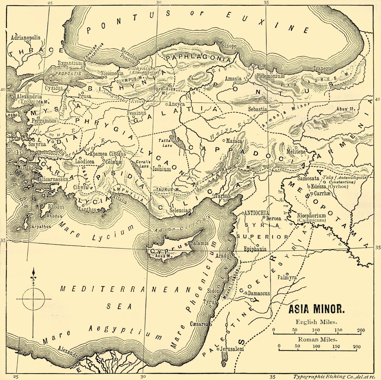 小亚细亚-地图，1890年。 作者 不明