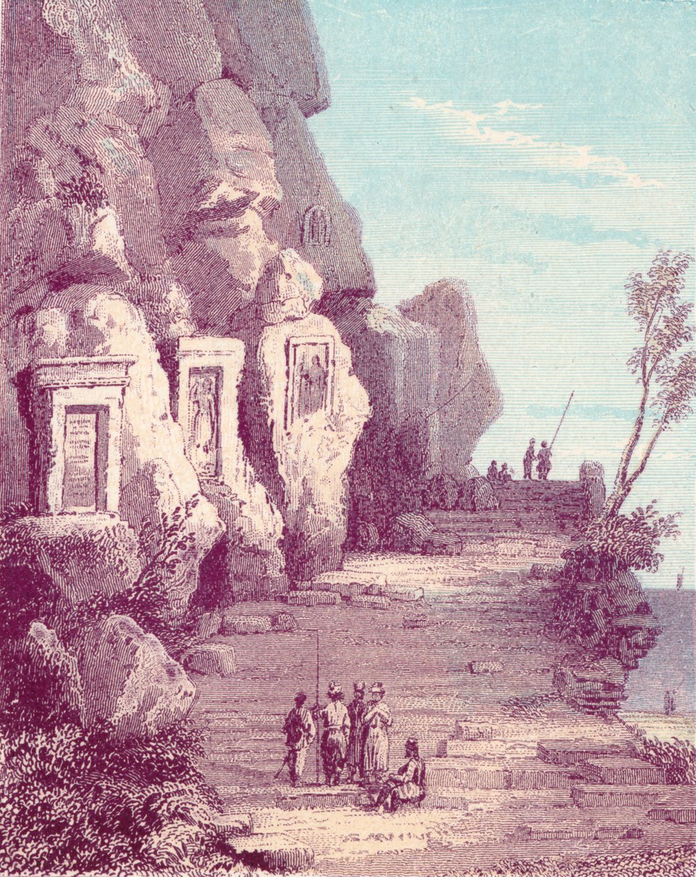 亚述雕塑在纳尔·艾尔·基尔布（Nahr El Kelb）或狗河，十九世纪。 作者 不明