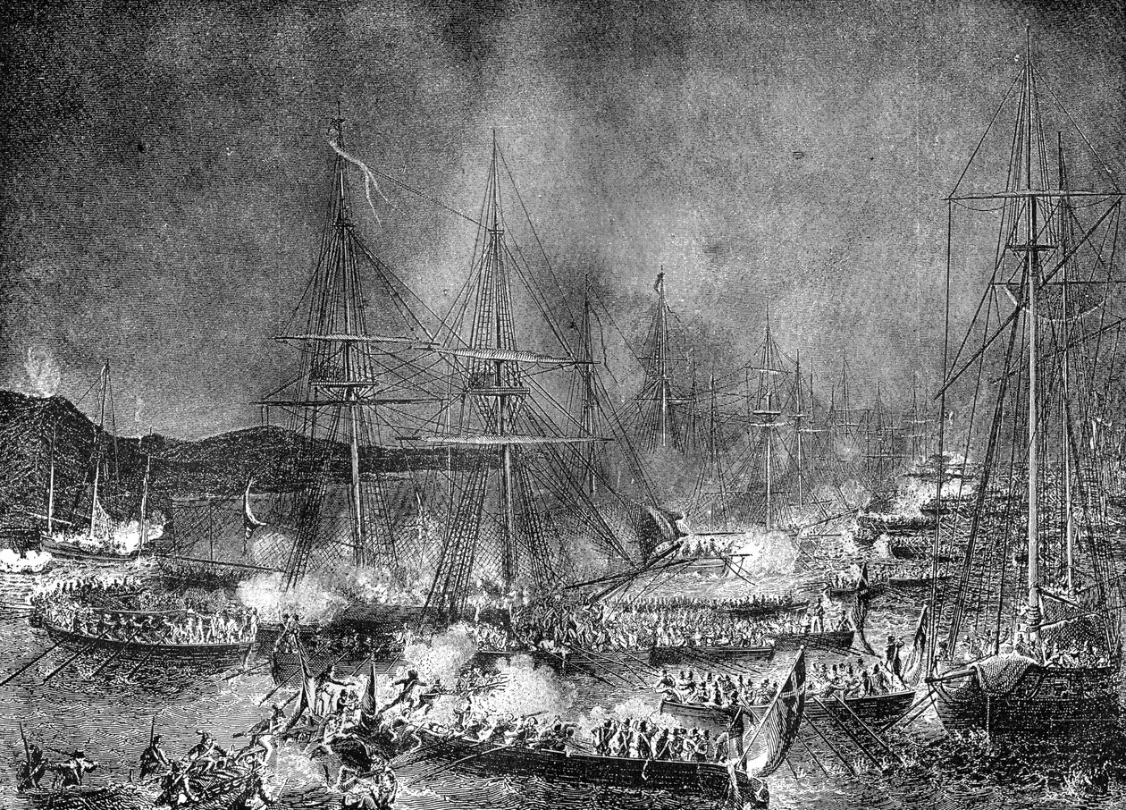 进攻法国布洛涅的法国舰队，1801年8月15日至16日1882-1884年 作者 不明