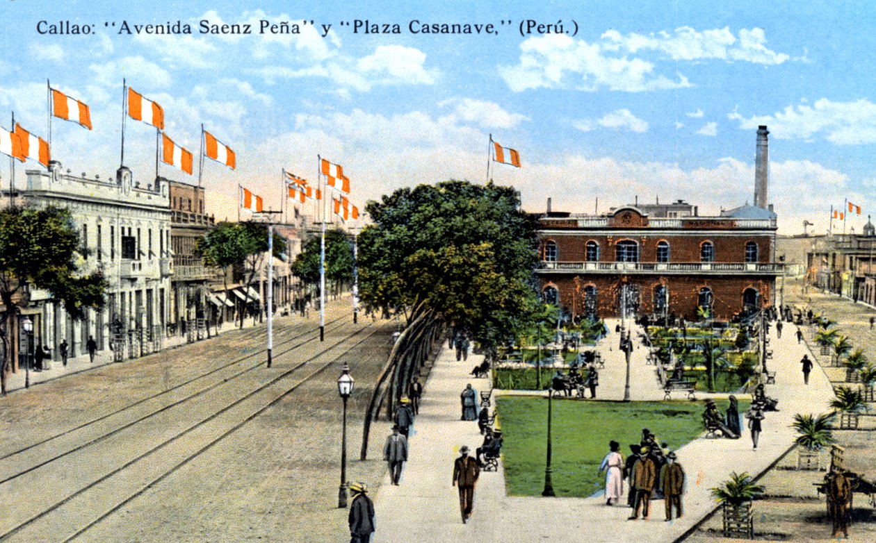 秘鲁卡亚俄的Saenz Pena Avenue和Casanave广场，约建于1900年代 作者 不明