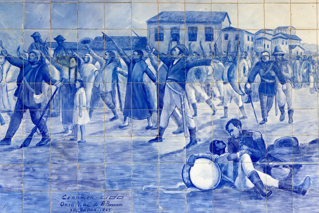 Azulejo mosaic depicting Brazil