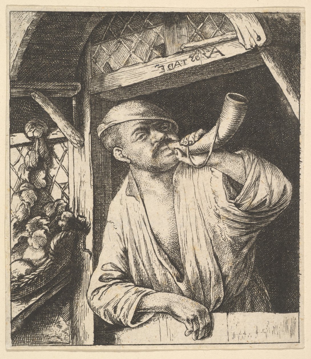 贝克吹响号角，1610-85。 作者 不明