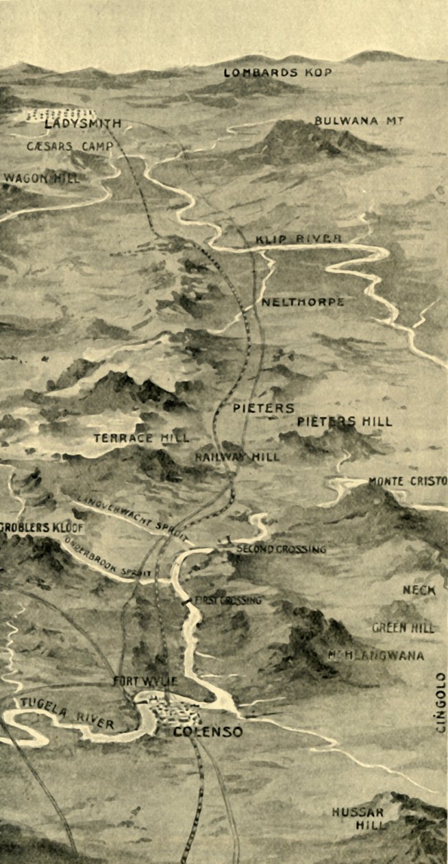 说明皮埃特战役和拉迪史密斯救援的气球地图》，1900年。 作者 不明