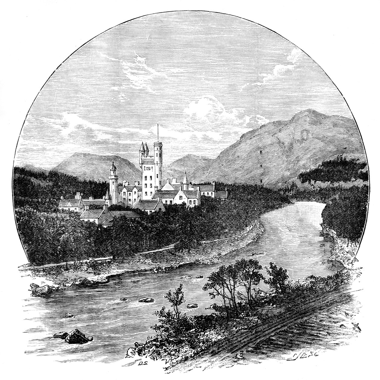 巴尔莫勒尔城堡和迪河，苏格兰，c1888 作者 不明