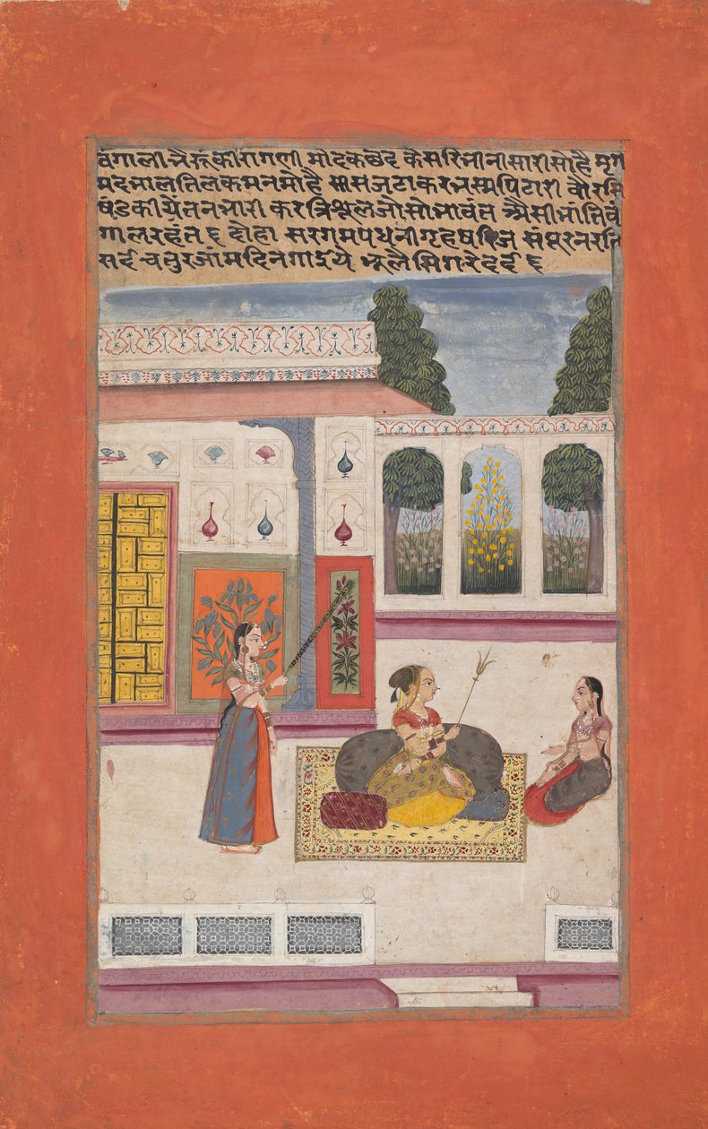 班加里·拉吉尼（Bangali Ragini）：拉加拉歌系列《音乐模式的花环》中的作品集，1709年。 作者 不明