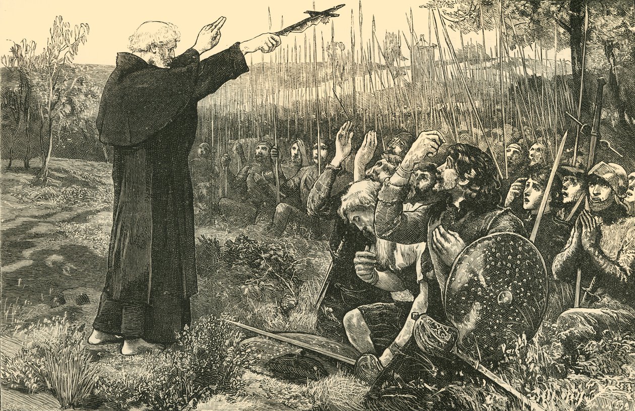 班诺克本（Bannockburn）：Inchaffray的住持在战斗前祝福苏格兰人，1314年，1890年。 作者 不明