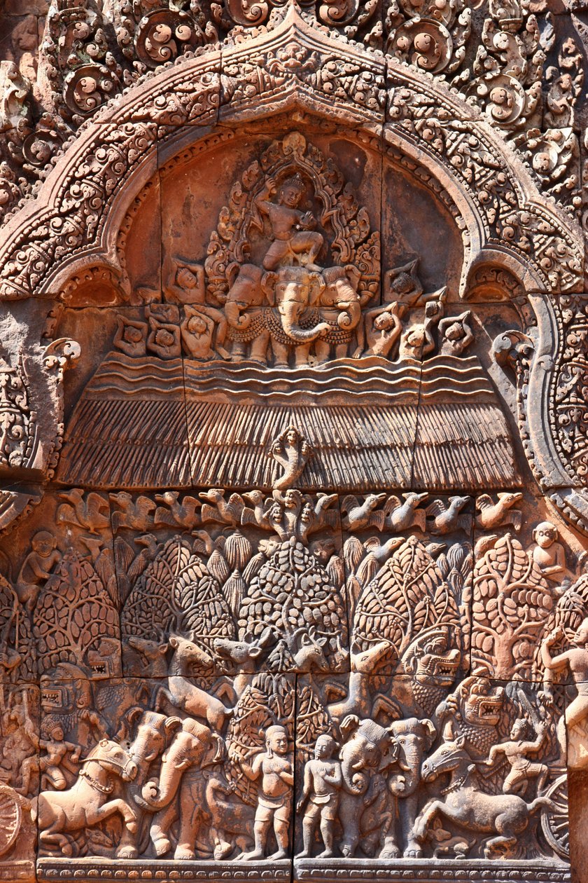 Banteay Srei Temple at Angkor in Cambodia. Intricately carved. Siem Reap Cambodia 作者 不明