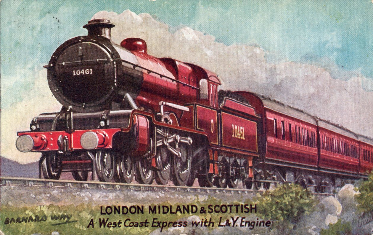Barnard Way - London Midland & Scottish，西海岸快车与L&Y发动机，1933年。 作者 不明