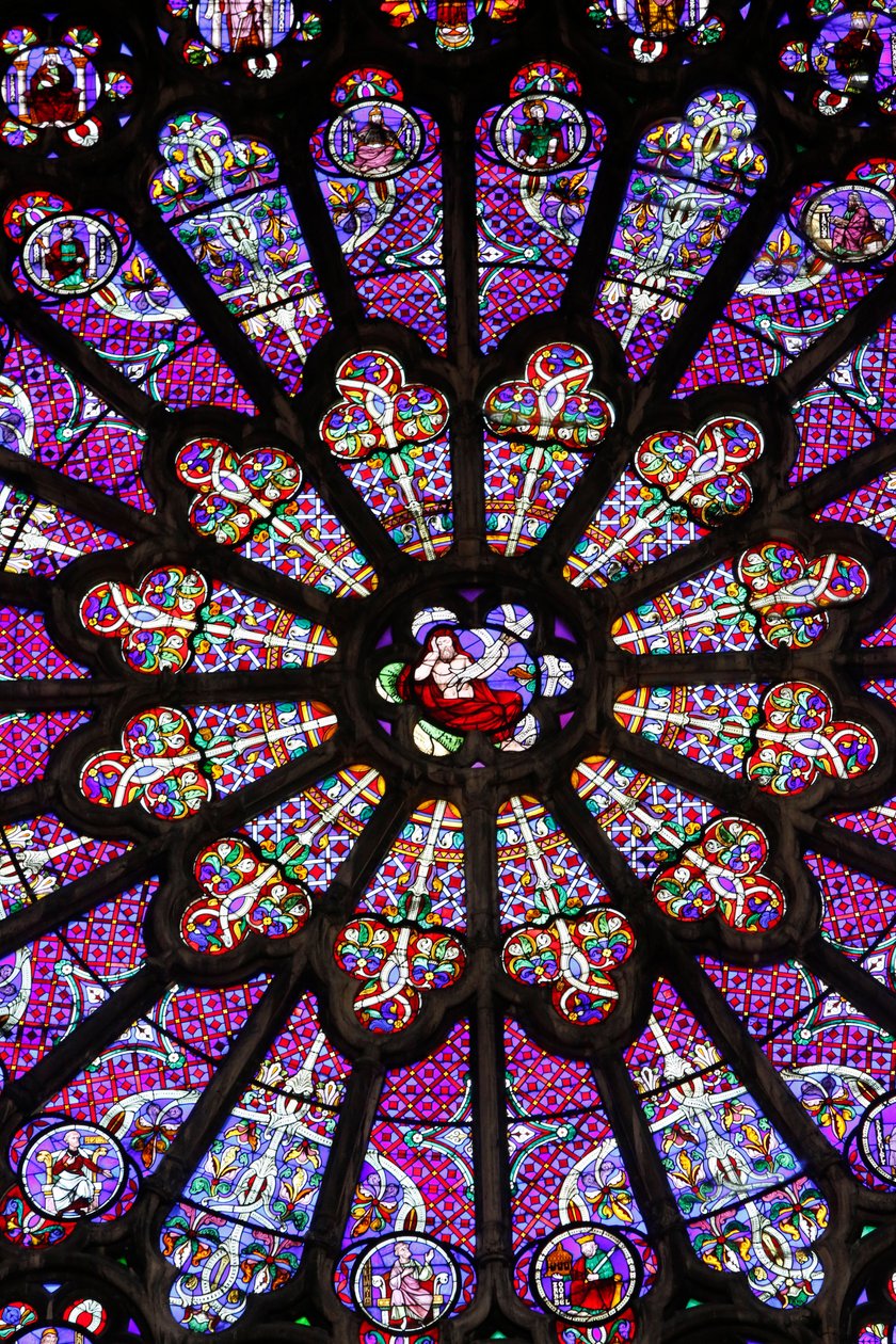 Basilica of St, Denis, North transept, Stained glass Window (a detail), Rose window above the middle gate, Saint-Denis, France 作者 不明