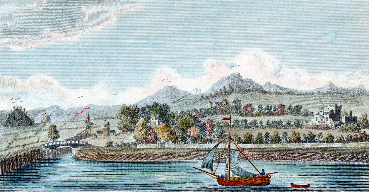 苏格兰因弗内斯附近Muirtown的喀里多尼亚船运河流域，1822年 作者 不明