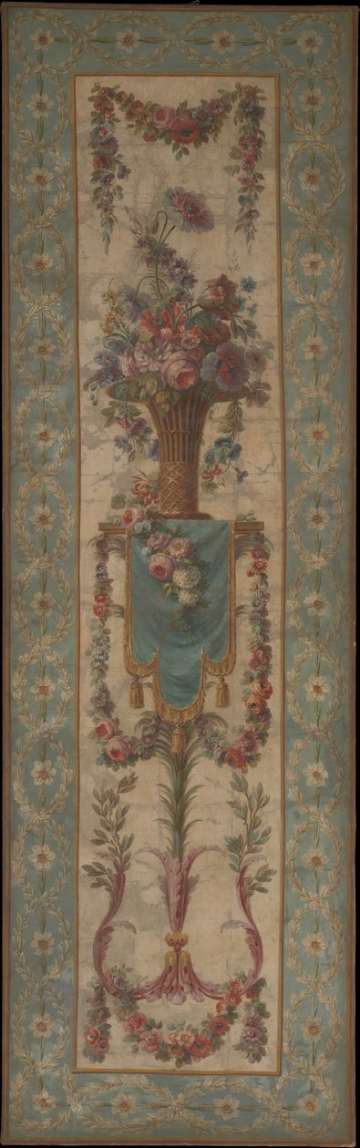 带花环的花篮，1770-90。 作者 不明