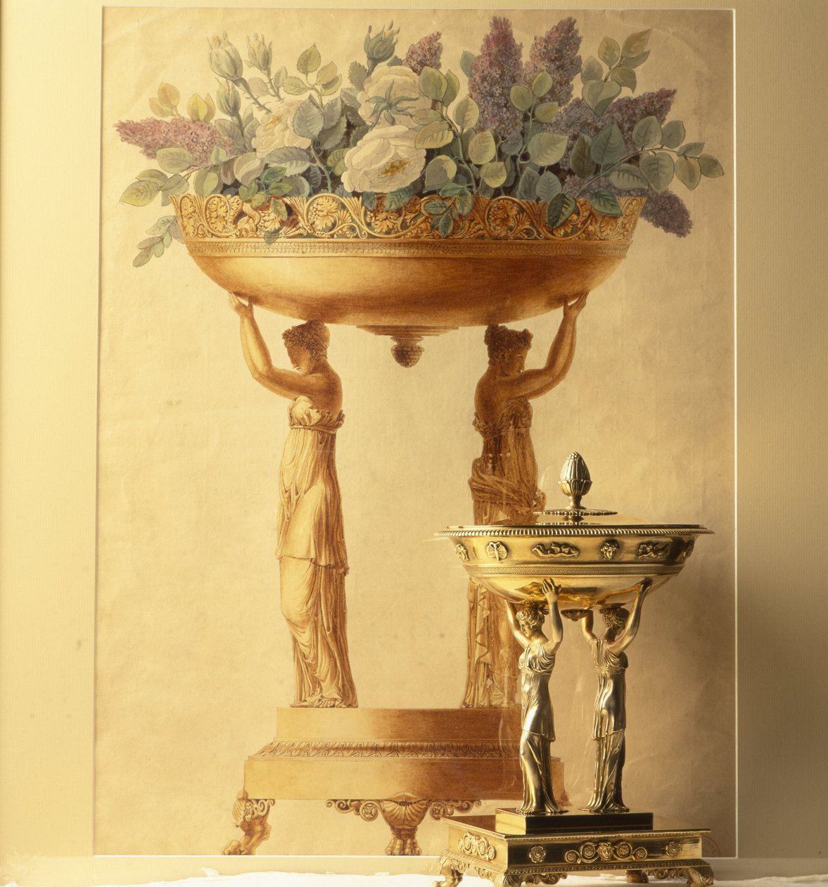 Basket supported by two women, watercolour by Garneray 作者 不明