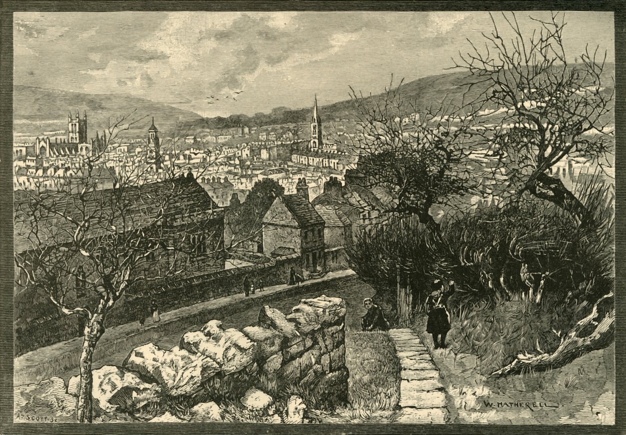 浴，来自Beechen Cliff，1898年。 作者 不明