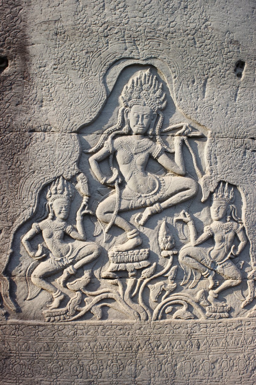 Bayon 天体舞者雕刻成柱子，柬埔寨暹粒 作者 不明