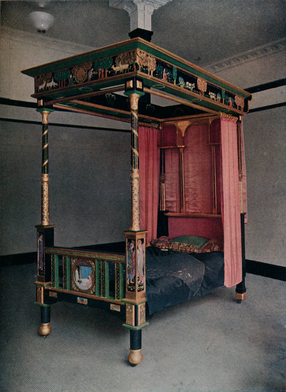 由杰西·贝叶斯（Jessie Bayes）装饰的床架，c1913 作者 不明