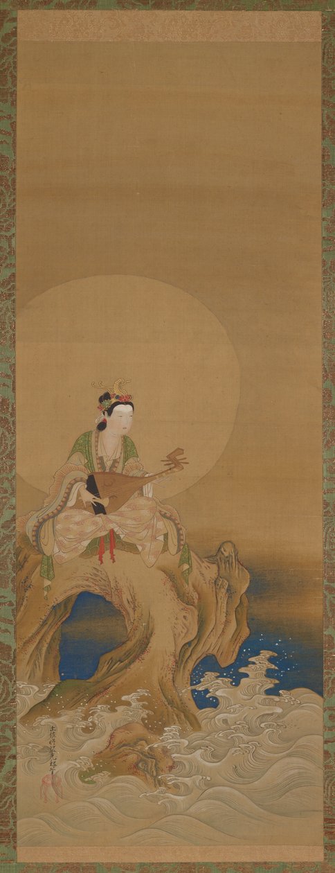 海边岩石上的弁天，江户时代，18世纪。 作者 不明