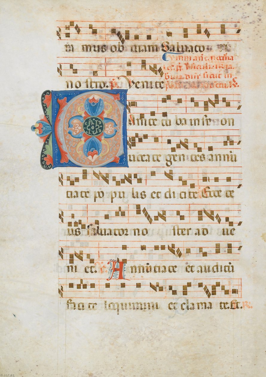 带有首字母C的分页纸，来自意大利的Antiphonary，约1320年。 作者 不明