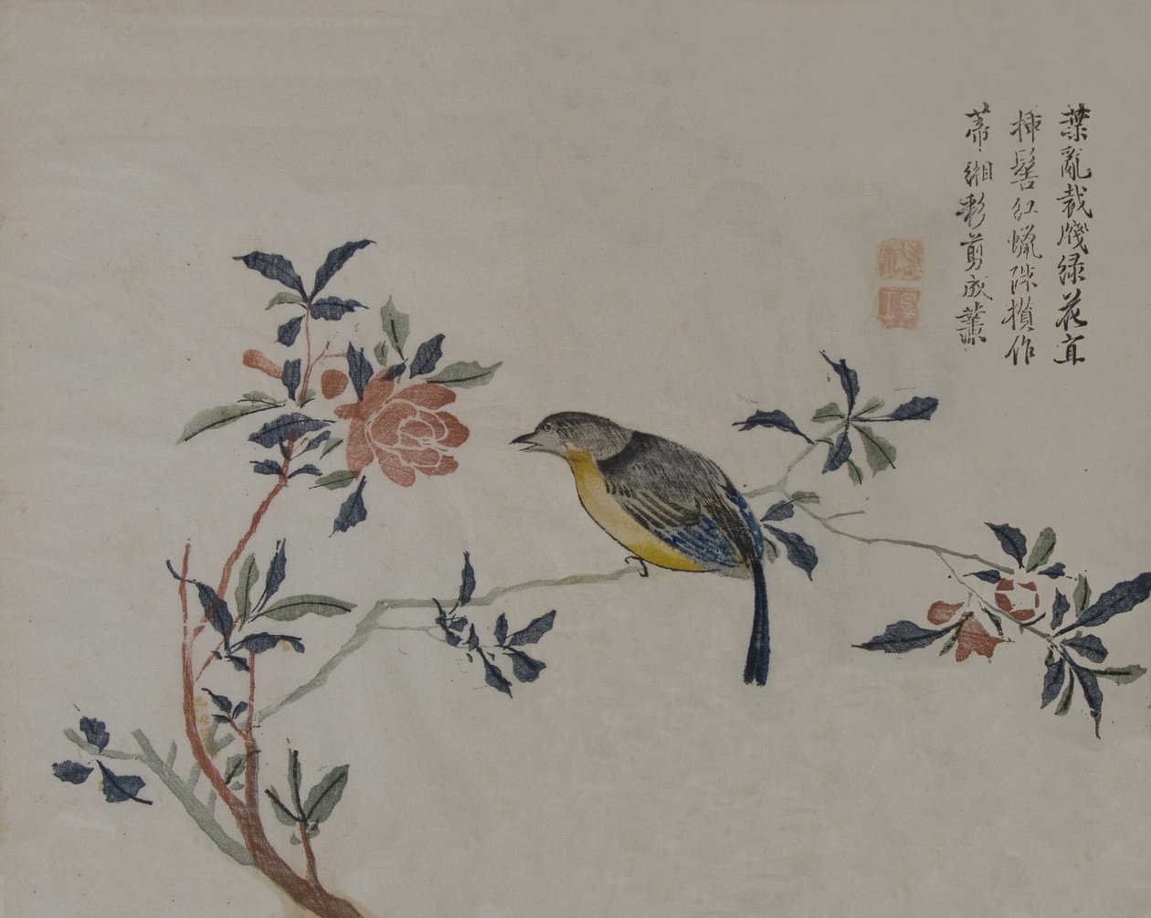 花枝上的鸟，19世纪。 作者 不明