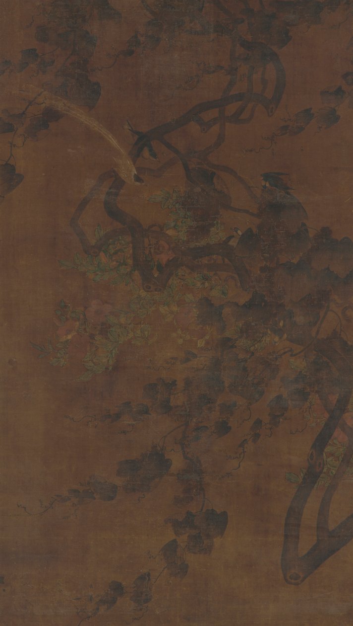鸟、葡萄和花，明代，1368-1644。 作者 不明