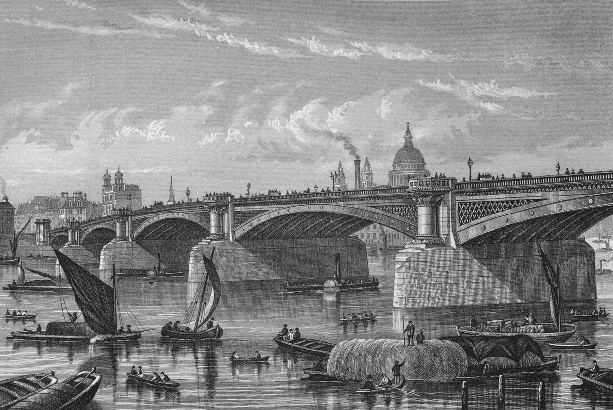 从萨里（Surrey）一侧的布莱克弗里亚尔桥（Blackfriars Bridge），伦敦，c1875年1878年 作者 不明