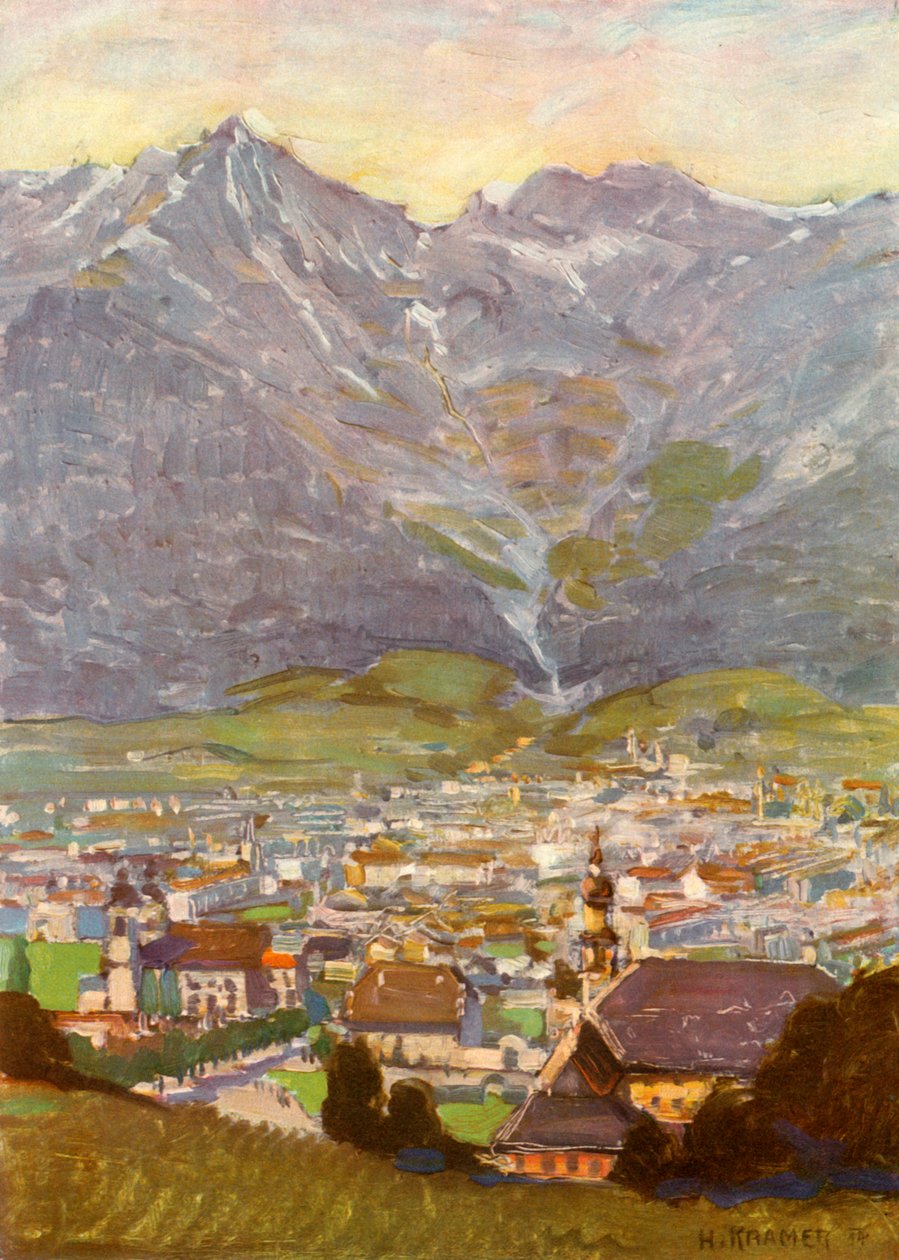 从因斯布鲁克的伊瑟尔山观看，从因斯布鲁克的贝吉瑟尔观看，c1929。 作者 不明