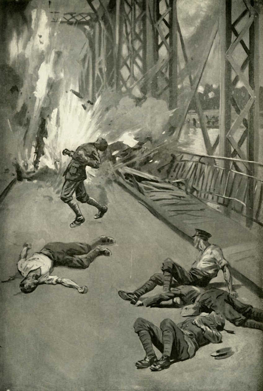 炸毁横跨Soisons的Aisne的一座桥梁，1919年。 作者 不明