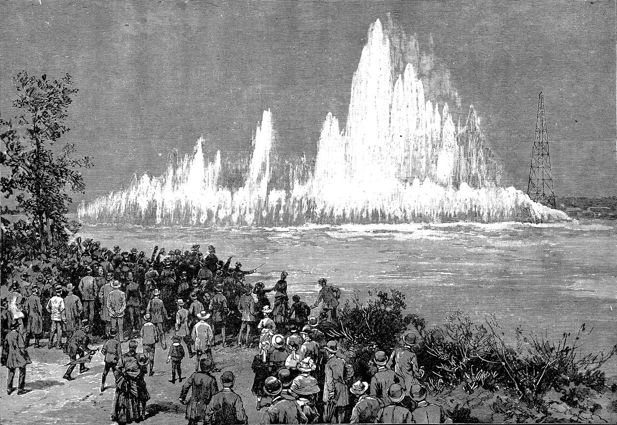 炸毁泛滥的岩石，1885年 作者 不明
