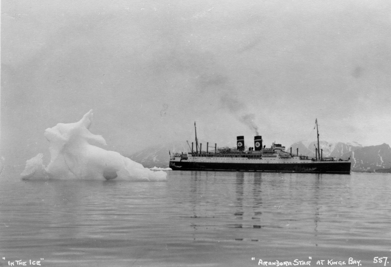 Blue Star Lines游轮SS Arandora Star，Kongsfjorden，Spitzbegen，挪威，1929年 作者 不明