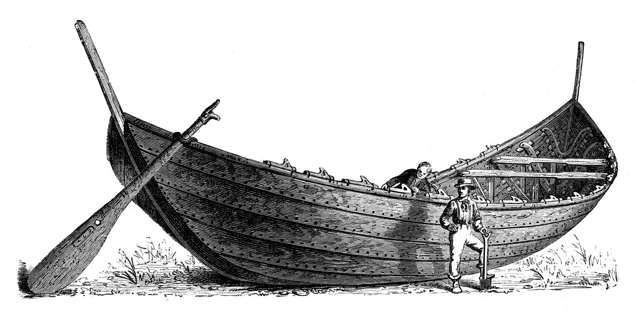 船用十四对桨，于1892年在日德兰半岛尼丹发现 作者 不明