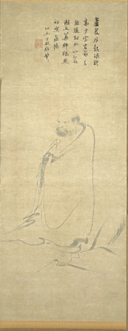 菩提达摩在芦苇上穿越扬子，1300年代。 作者 不明