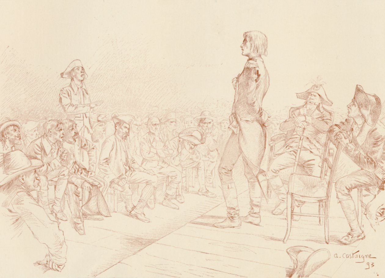 Bonaparte在科西嘉（Corsica）的雅各宾俱乐部（Jacobin Club）演讲，c1789年，1896年 作者 不明