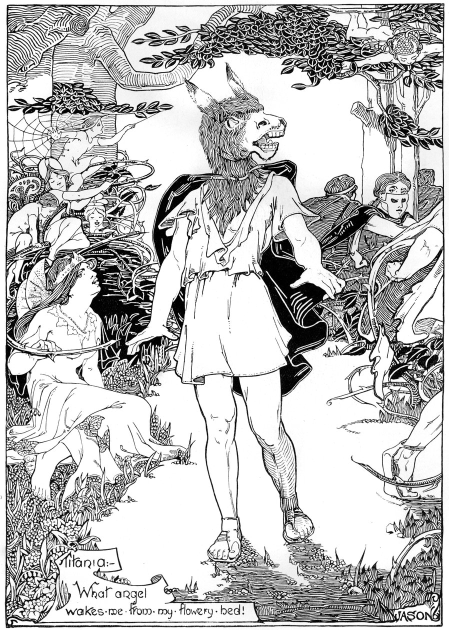 威廉·莎士比亚（William Shakespeares）仲夏夜之梦的场景底部，1898年 作者 不明