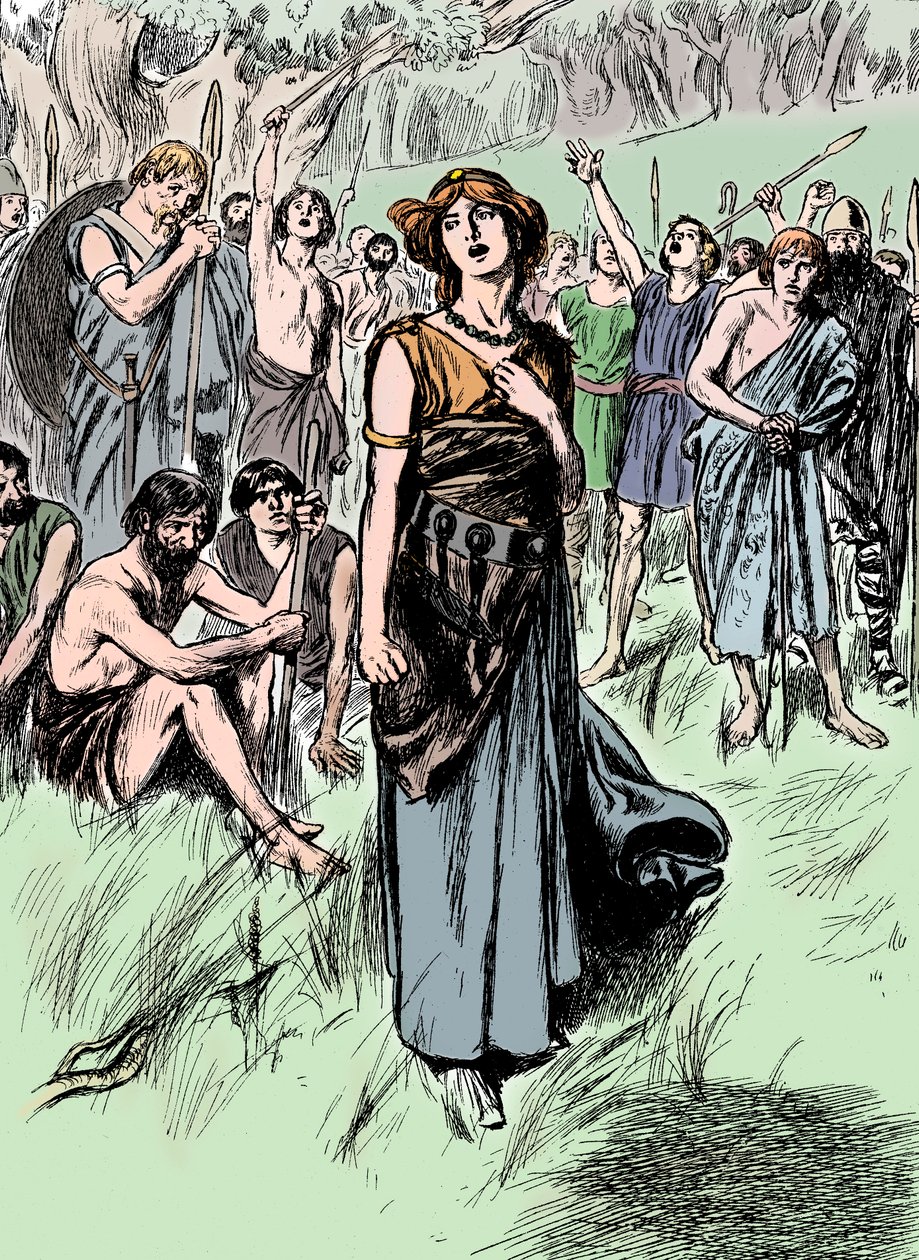 布迪卡·博阿迪恰（Boudicca Boadicea），一世纪英国爱妮妮女王，集结了军队，大约在1900年 作者 不明