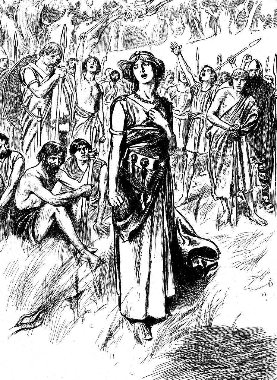 布迪卡·博阿迪恰（Boudicca Boadicea），一世纪英国爱妮妮女王，集结了军队，大约在1900年 作者 不明