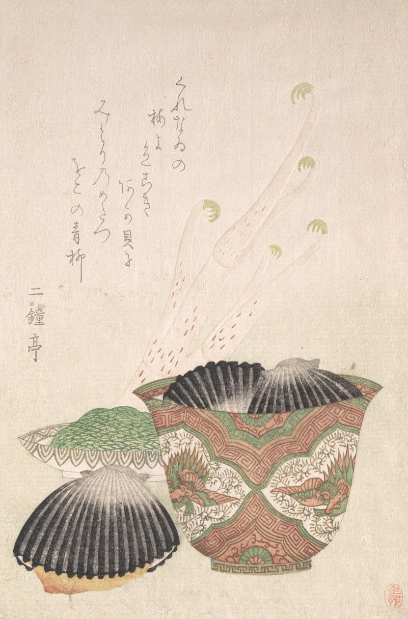 黑贝和乌多植物碗，18-19世纪。 作者 不明