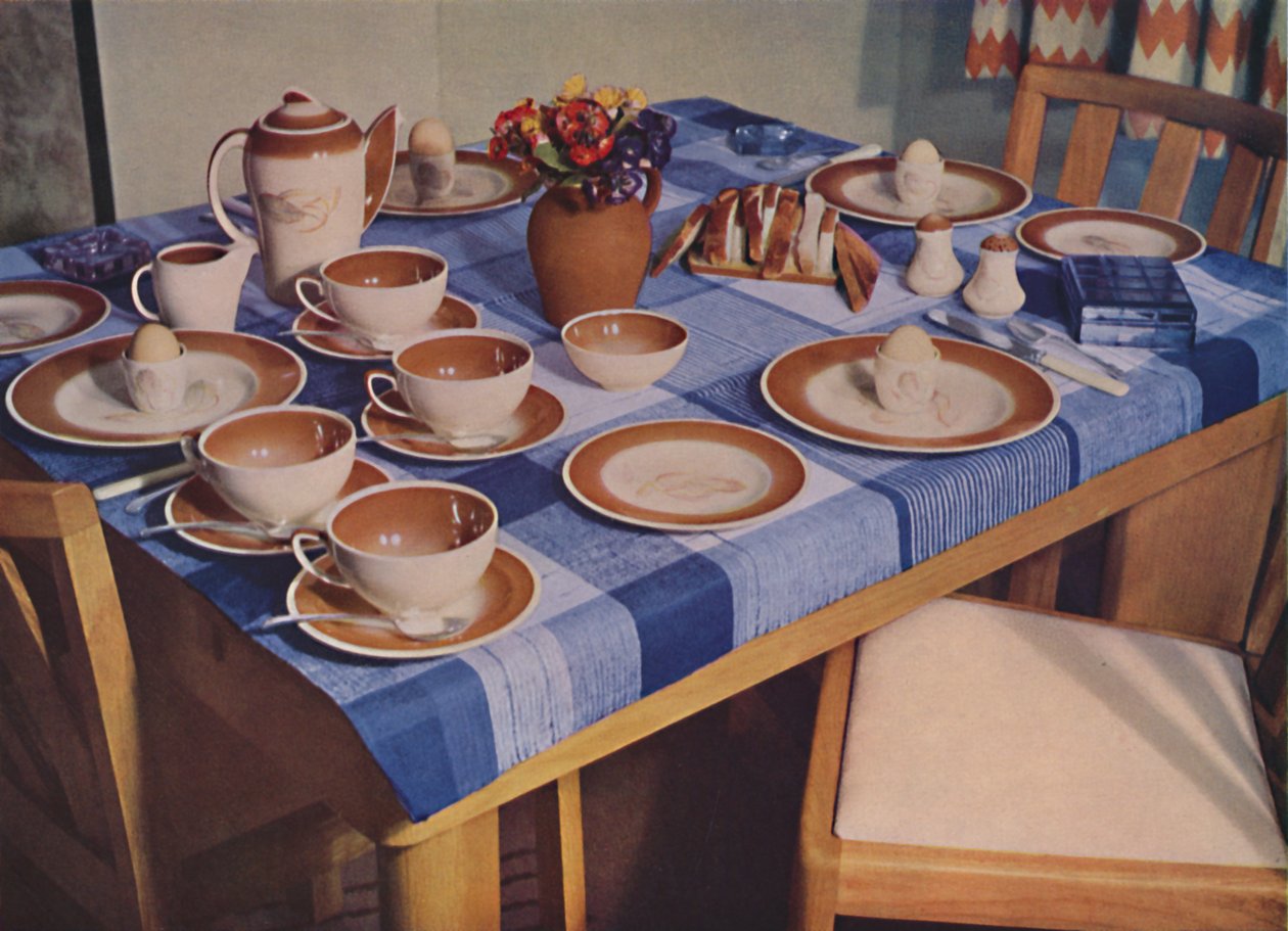 早餐-伦敦鲍曼兄弟有限公司的早餐桌布置，1939年 作者 不明