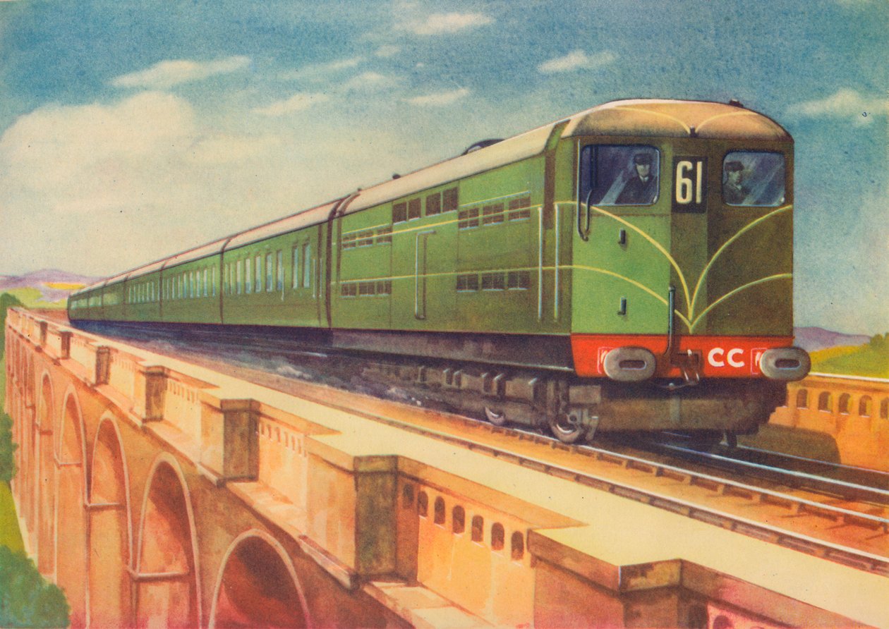 SRs电力机车Brighton Belle，位于Ouse高架桥上方，1940年 作者 不明