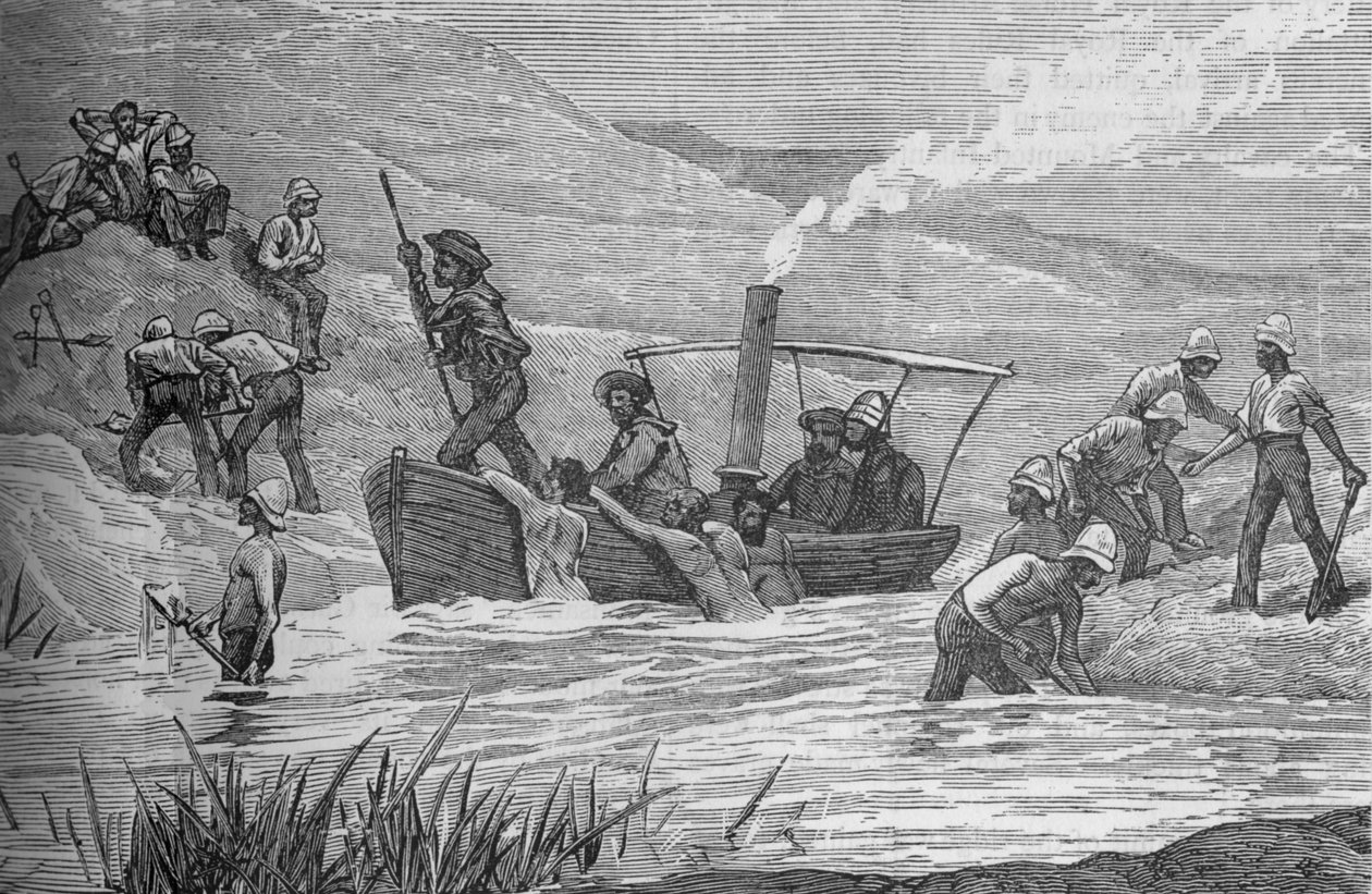 英军士兵在A188年在Mahuta修建的水坝上凿水坝。 作者 不明