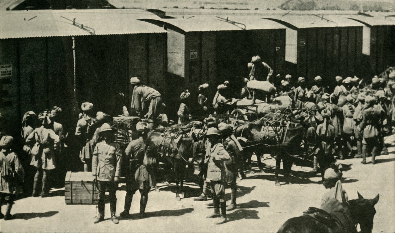 第一次世界大战，1914年，c1920年，印度和印度孟买的英军士兵。 作者 不明