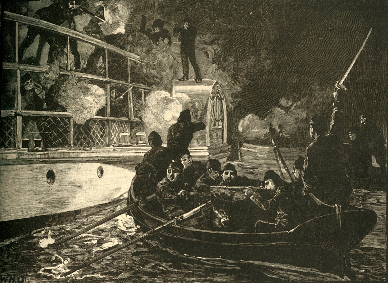 1837年1890年，英军在尼亚加拉河上占领了加拿大叛军卡罗琳号。 作者 不明