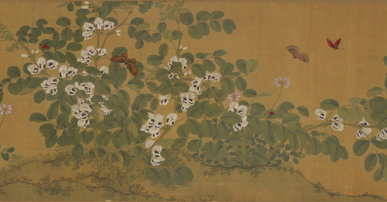 蚕豆花和蝴蝶，明代，15世纪。 作者 不明