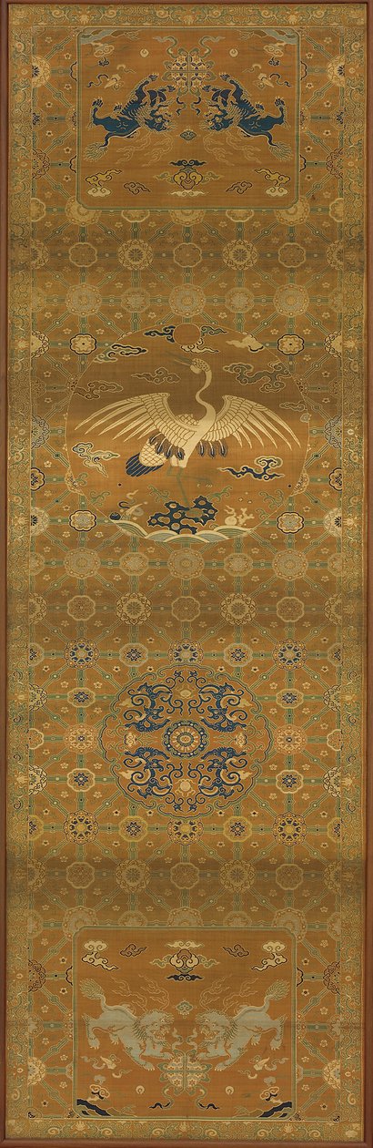 锦缎，丝绸。长方形面板，椅套，清代，18世纪。 作者 不明