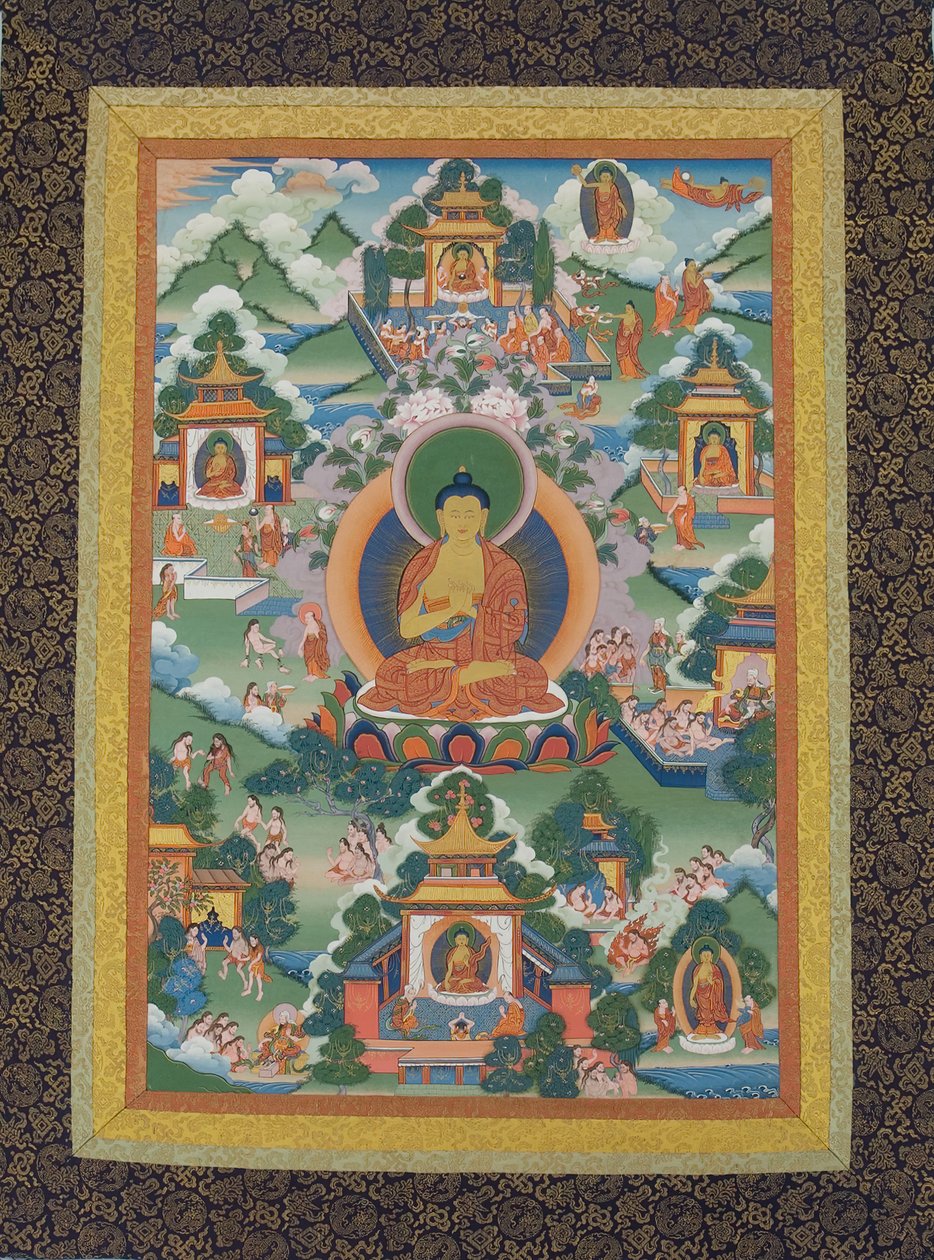 莲花座上的佛像，19世纪。 作者 不明