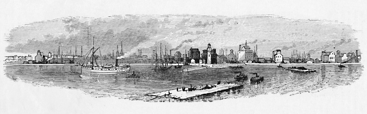 布法罗港，来自防波堤，1883年 作者 不明