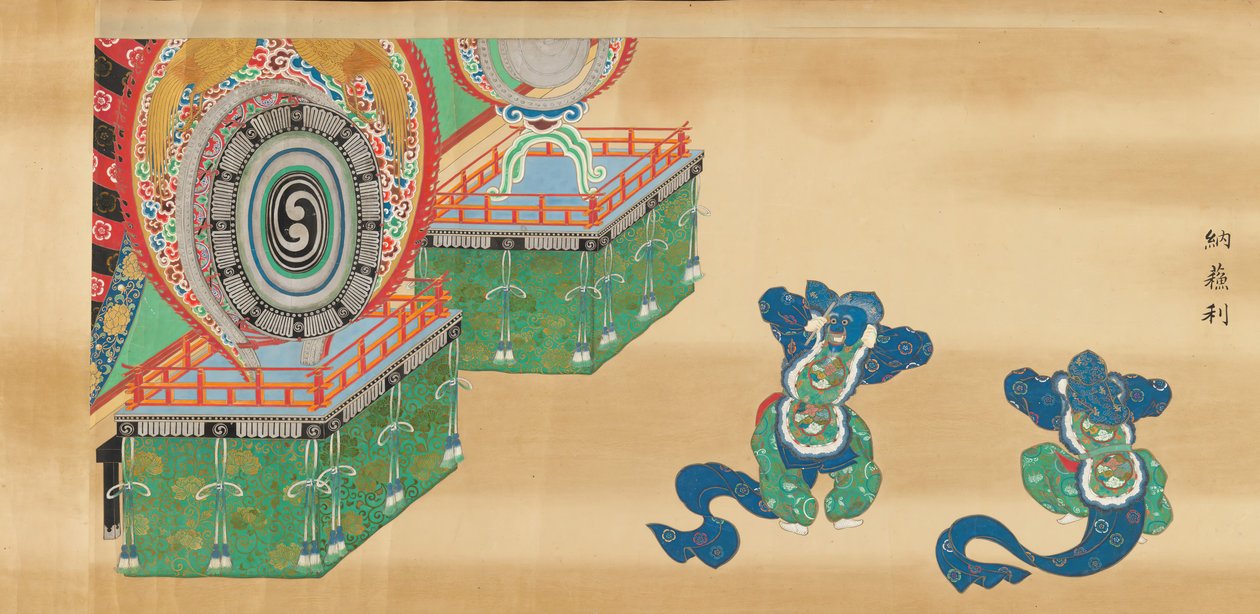 Bugaku Scroll，17世纪。 作者 不明