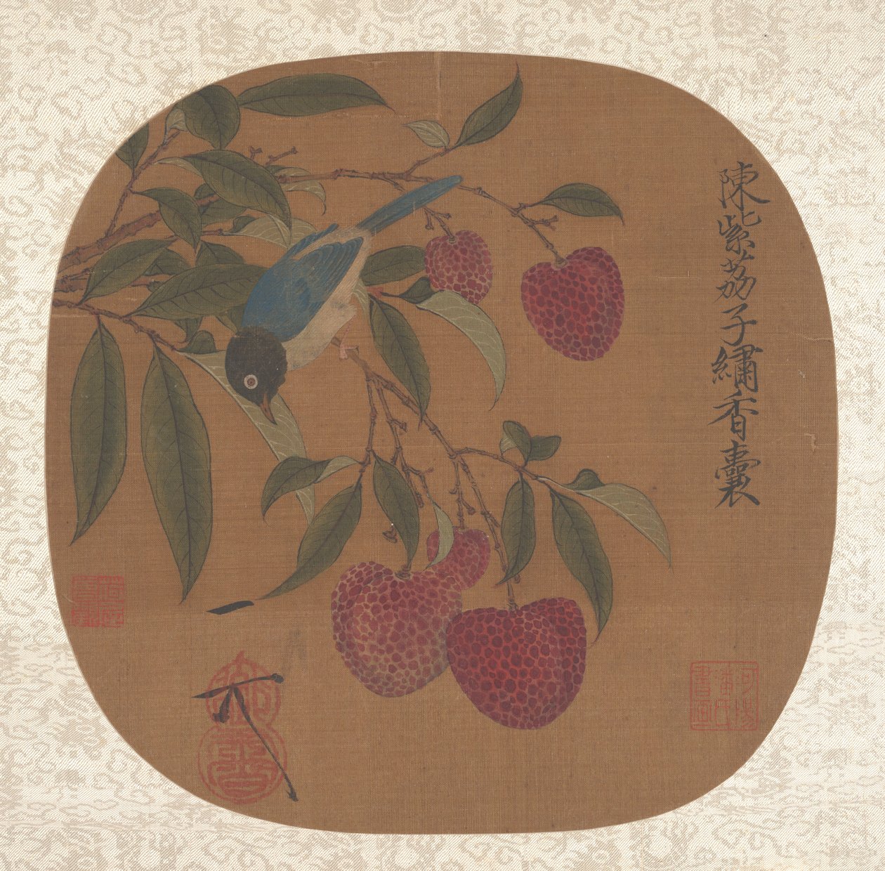 束紫色荔枝。 作者 不明