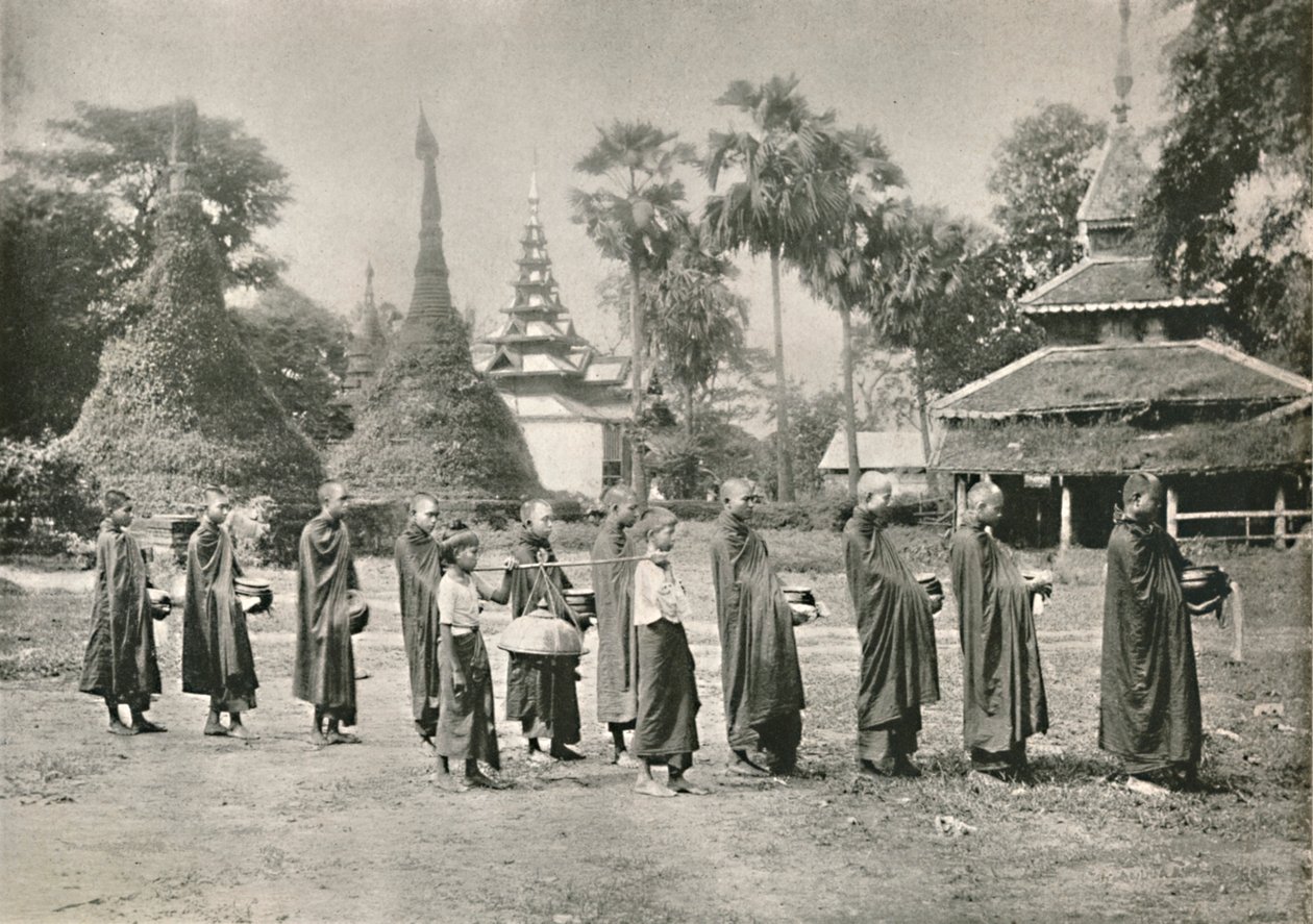 缅甸傻瓜收集施舍，1900年。 作者 不明