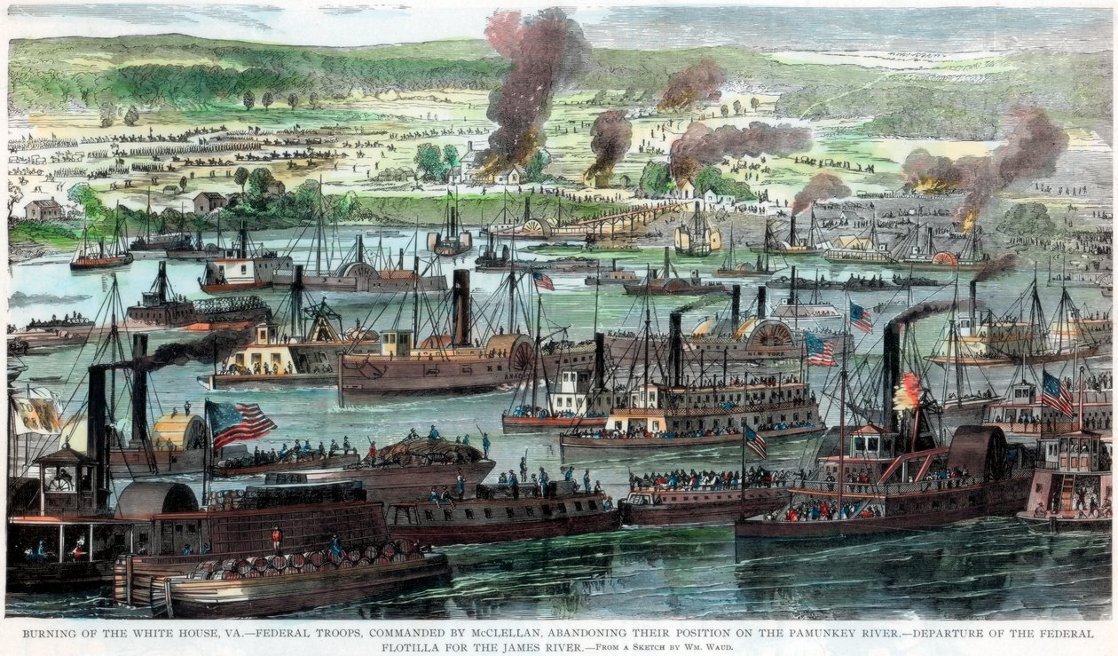1862年6月26日美国内战，弗吉尼亚州白宫的焚烧 作者 不明