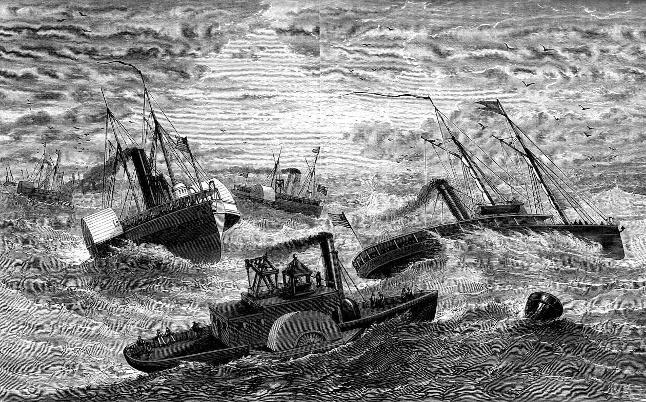 伯恩赛德（Burnsides）探险队穿越北卡罗来纳州哈特拉斯酒吧（Hatteras Bar），1861-1862年c1880 作者 不明