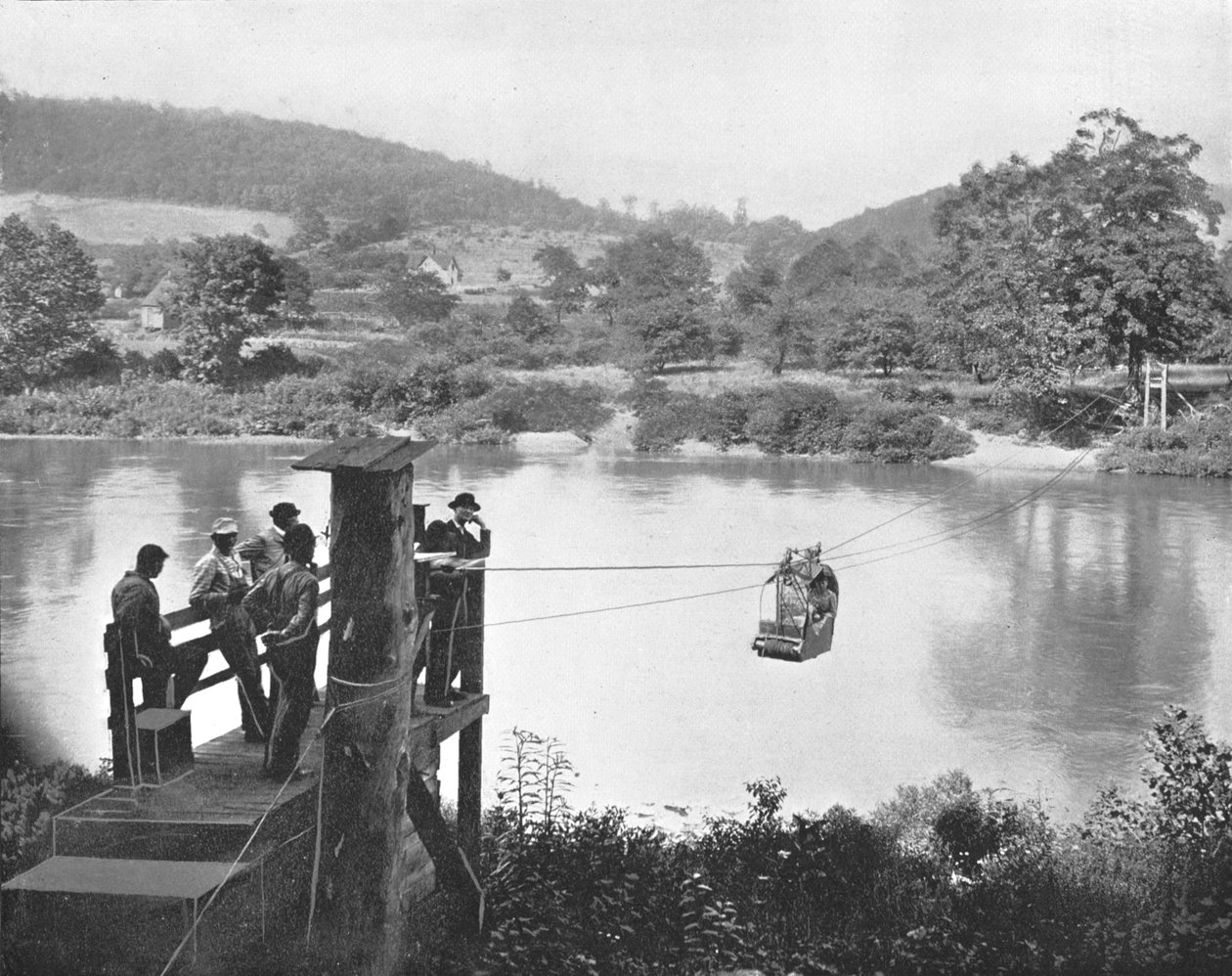 电缆渡轮，美国宾夕法尼亚州拉科勒附近，摄于1900年。 作者 不明